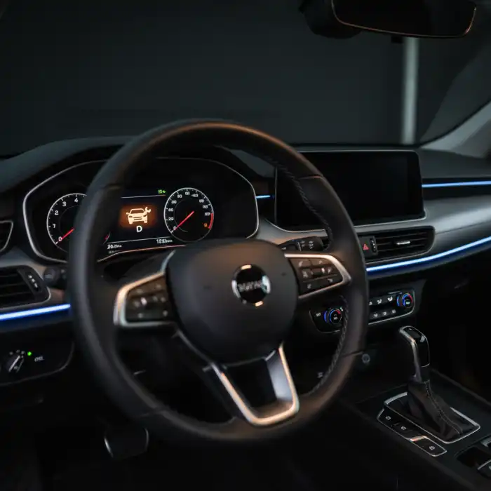 Kontrolka samochodu z kluczem Opel: jak zdiagnozować błędy i usterki? Pomarańczowa kontrolka samochodu z kluczem Opel świecąca na desce rozdzielczej podczas diagnostyki usterki.